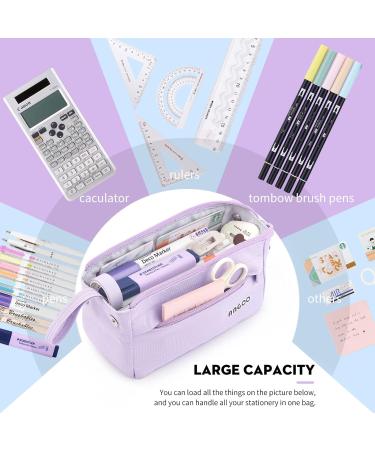 ANGOOBABY Large Capacity Pencil Case Durable Pen Pouch Portable Pencil Bag with Handle for School Teen Girl Boy Men Women Adults purple - Buy Online on GoSupps.com