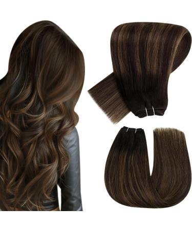 Hetto extensions tress real hair remying extensions real hair treat extensions brown real hair ombre darkest brown to ash brown #2/8/2 80g 35cm 3-2 #2/8/2 ombre darkest brown