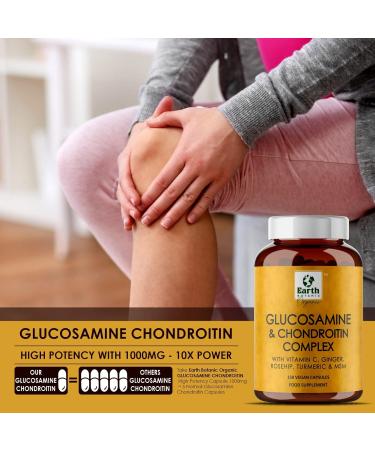 Earth BOTANIC Organic Glucosamine and Chondroitin Complex - 150 High Strength Capsules with MSM, Vitamin C, Ginger, Rosehip & Turmeric - Joint Care Supplements (Non-GMO, Gluten-Free) - Buy Online on GoSupps.com