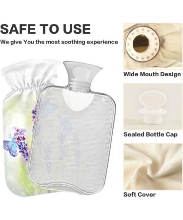 NAANLE 2L Hot Water Bottle with Cover - Watercolor Butterfly Design for Back Pain Relief & Warmth Therapy | Transparent Hot Water Bottle for Hands & Neck - Buy Online on GoSupps.com
