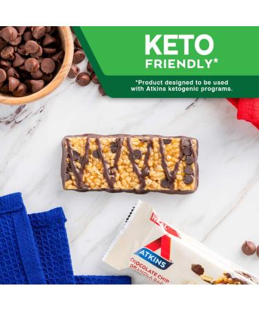 Atkins Chocolate Chip Granola Protein Meal Bar - Keto Friendly (8 Count) - Buy Online on GoSupps.com