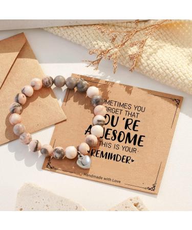 HGDEER Unique Pink Natural Stone Bracelet for Women & Teen Girls - Perfect Gift to Remember Your Awesomeness - Buy Online on GoSupps.com
