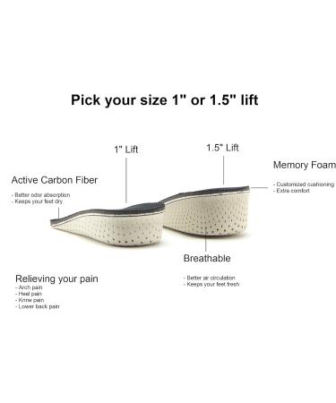 Height Increasing Insoles for Men & Women - 1.5 Inch Elevator Shoe Lift Kit with Arch Support - Buy Online on GoSupps.com