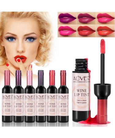 Wine Lip Stain, Wine Lip Tint, Long Lasting Waterproof Lip Gloss Set, Matte Liquid Lipstick Set for Girls and Women