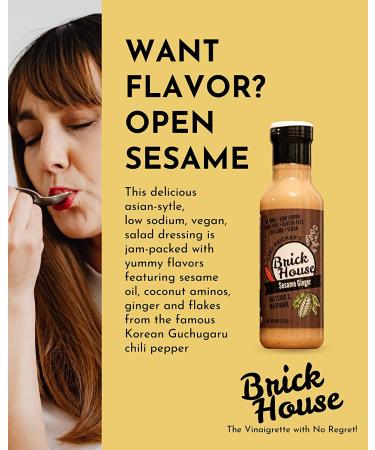 Brick House Vinaigrettes Sesame Ginger Salad Dressing - Vegan, Keto, Paleo, Low Sodium, Low Carb, Gluten Free, Dairy Free - 12 oz - Buy Online on GoSupps.com