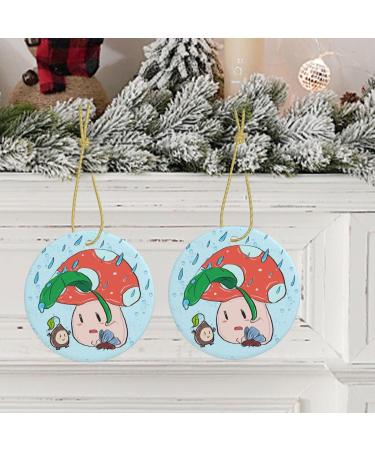 YYHHAOFA Sunflower Seeds and Mushroom Prints Christmas Ceramic Round Pendant Decoration - Festive Hanging Ornament for Stores and Homes -2.9 in - Buy Online on GoSupps.com