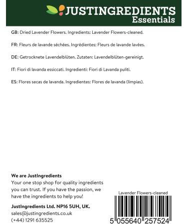 JustIngredients Essentials Lavender Flowers Cleaned 250 g - Buy Online on GoSupps.com