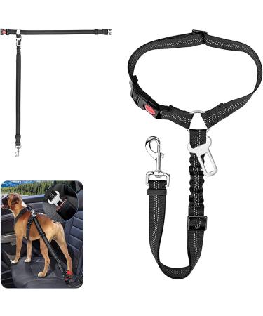 65-100cm Adjustable Dog Seat Belt for Cars UK Black Elastic and Crushioning Dog Car Harness with Headrest Safety Clip Durable and Heavy Duty - Buy Online on GoSupps.com