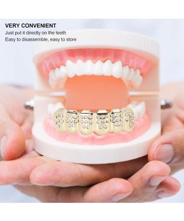 Iced Out Diamond Teeth Grillz for Men Women Plating Hip Hop Gold Grills for Your Teeth Teeth Jewelry and Accessories Poker Diamond Top & Bottom Face Grills - Buy Online on GoSupps.com