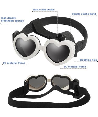 Shop UV Safety Sunglasses for Dogs | Windproof Adjustable Heart Shape Glasses for Small Dogs - Waterproof & Anti-Fitting (White) - Buy Online on GoSupps.com