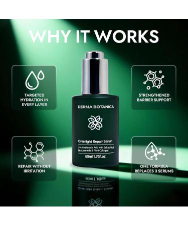Derma Botanica Overnight Serum Derma Botanica Overnight Repair Serum Luxurious Night Facial Serum with Peptide Complex 1.7 Fl Oz(1PCS) - Buy Online on GoSupps.com