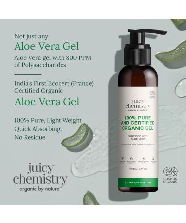 Juicy Chemistry Organic Aloe Vera Gel 110 ml Multipurpose Gel | Fresh and Soothing | Free from Parabens Sulphates Mineral Oils | For Men & Women - Buy Online on GoSupps.com