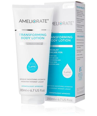 AMELIORATE Transforming Body Lotion Fragrance Free 200ml | Suitable for KP Normal and Dry Skin | Exfoliates and Deeply Hydrates for up to 24 Hours | Dermatologist Approved and Clinically Proven fragrance free 200 ml (Pack of 1)