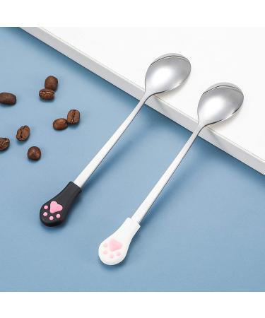 2 Pc Stainless Steel Pet Can Spoons - White & Black Cat Claw Spoon for Dog and Cat Food Cans - Buy Online on GoSupps.com