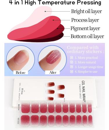 Kalolary 20PCS Gel Nail Polish Strips Nail Gel Art Sticker Full Nail Wraps Decals with Nail File and Stick for Women Girls Nail Art Decor (UV/LED Lamp Required) (E) - Buy Online on GoSupps.com