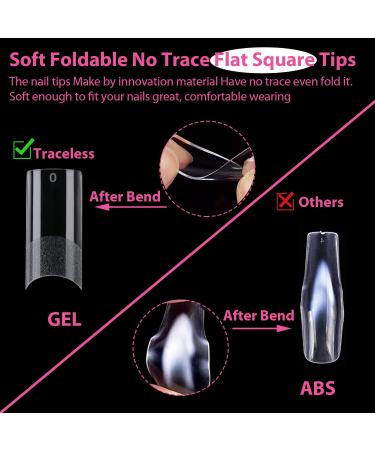 UNA GELLA 216pcs Long Square Fake Nails - Clear Acrylic Gel Tips for DIY Home Nail Art - Buy Online on GoSupps.com