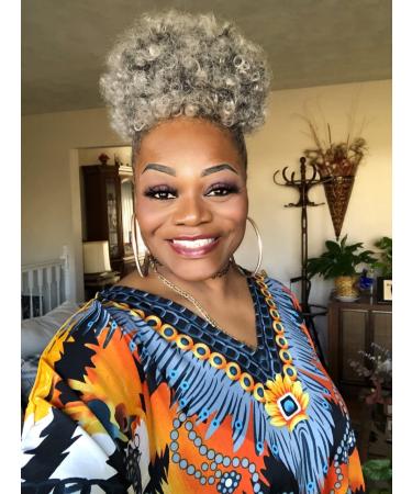 THEMIS HAIR Afro Puff Drawstring Ponytail in Smoky Gray | High Puff Bun for Black Women | Kinky Curly Hairpiece for Natural Hair - Buy Online on GoSupps.com