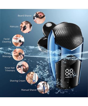YEMIUGO 5 in 1 Electric Razor USB Bald Shaver Kit - IPX7 Waterproof Men's Grooming Set for Bald Men - Beard, Hair, Nose Trimmer - Facial Clean Massage Brush - Ideal Gift for Father, Husband - Buy Online on GoSupps.com