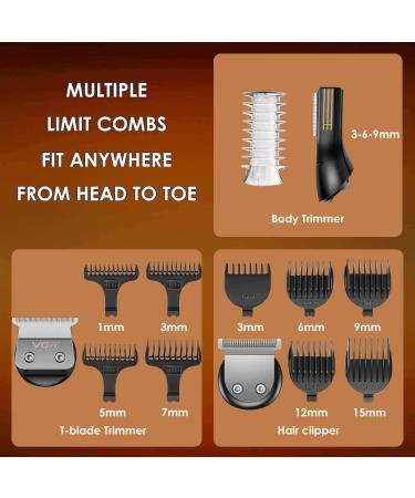 VGR Tondeuse Barbe Homme Kit Professionnel Tondeuse Cheveux Rasoirs lectriques 0 mm Cheveux Chauve Avec Lame en T Tondeuse Nez et Barbe Tondeuse de Pr cision 7 en 1 Bronze - Buy Online on GoSupps.com