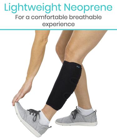 Vive Calf Brace - Adjustable Shin Splint Support for Men and Women - Lower Leg Compression Wrap for Pain Relief and Circulation Boost - Black Calf Sleeve - Buy Online on GoSupps.com