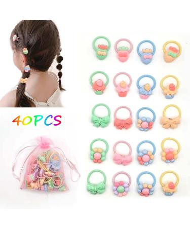 40pcs Baby Cartoon Hair Tie Set | Multicolor Mini Hair Bands for Girls | Seamless Ponytail Holder | Tiny Rubber Bands for Toddlers | Ice Cream Design - Buy Online on GoSupps.com