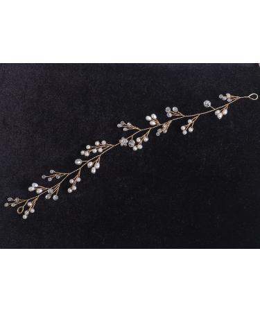 Chargances Wedding Crystal and Pearl Extra Long Hair Vine - Gold Bohemian Bridal Headpiece - Buy Online on GoSupps.com