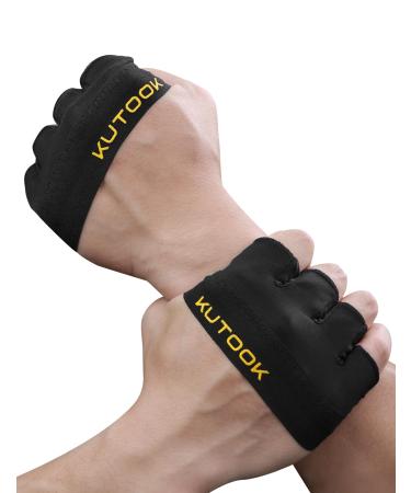 Kutook Mini fitness gloves men/women 3mm XRD padded slipproof half gloves for gym pull-up weight lifting strength training kf23 s black