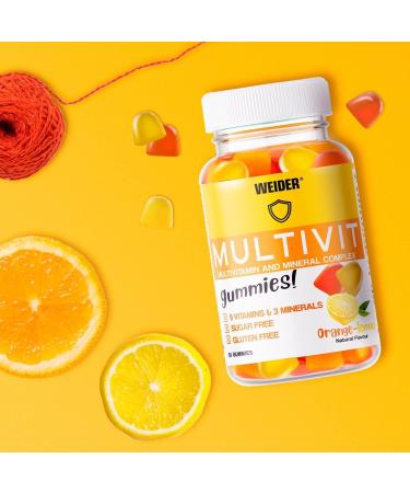  Weider Weider Multivit Gummies - 9 vitamins (A C D B12 folic acid among others) and 3 essential minerals - low in calories - sugar and gluten free - 80 gummies - Buy Online on GoSupps.com