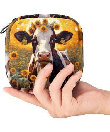 Sunflower Flowering Cow Menstrual Cup Pocket | Portable Zippered Storage for Teenagers & Women | Ideal Gift for Girls - Buy Online on GoSupps.com