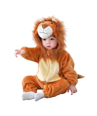 Doladola Unisex Baby Spring Autumn Animal Romper Baby Boys Girls Flannel One Piece Pyjamas 3 5-4 5 Years Lion