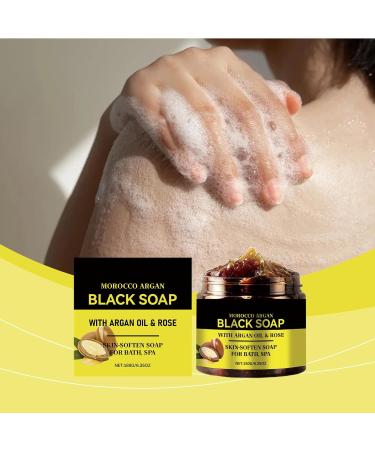  GNAUMORE Morocco Black Body Soap African Black Soap Bar Moroccan Natural Black Soap Moroccan Body Exfoliator Soft Skin Suitable for Most Skin Types 180g - Buy Online on GoSupps.com
