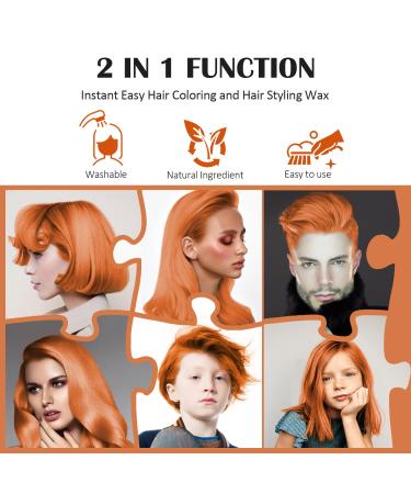 Orange Temporary Hair Color Wax | Instant Hairstyle Cream for Women & Youth | Party & Cosplay Hair Pomade - 4.23oz - Buy Online on GoSupps.com