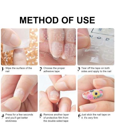 50 Sheet Waterproof Double Sided Fake Nail Adhesive Tabs Transparent Gel Nail Tape Self Adhesive Perfect for Professional and Family Use with 12 Different Sizes - Buy Online on GoSupps.com
