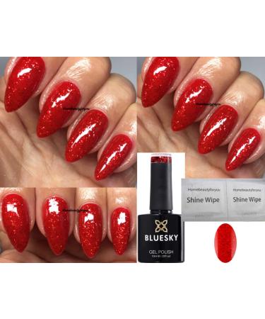 Bluesky Nail Gel Polish RED SANTAS RED DREAM Sparkly Christmas Red UV LED Soak Off