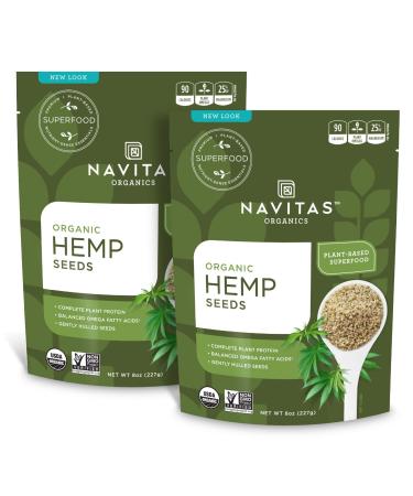 Navitas Organics Raw Hemp Seeds, 8 oz. Bag,15 Servings  Organic, Non-GMO, Low Temp-Hulled, Gluten-Free (Pack of 2)