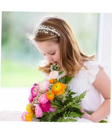 PLAFOPE Flower Girl Wedding Headband Flower Girl Headpieces for Wedding Headband Hair Ties Bride Tiara Hair Ties with Bows Hair Jewelry Hair Accessories Crystal Beads White - Buy Online on GoSupps.com
