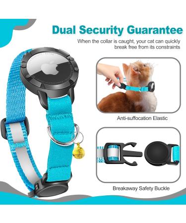 Reflective AirTag Cat Collar with Bell - GPS Tracker for Small Pets - Blue S (23-33cm) - Buy Online on GoSupps.com