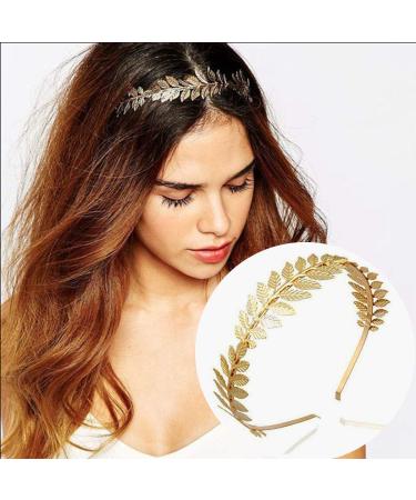 Shegirl Bridal Headband Leaf Greek Goddess Headpiece Charm Gold Hair Crown Wedding for Bridal and Women