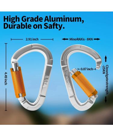3-Piece UIAA Certified 25KN Auto-Locking Carabiner Set - Versatile Climbing Equipment for Hammocks Swings & Dog Leashes - Buy Online on GoSupps.com