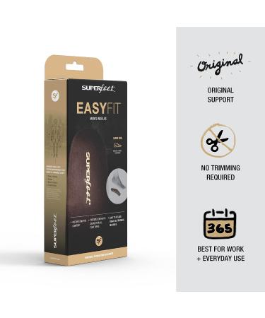 Superfeet EASYFIT Men's Comfort Shoe Insoles - Size 7.5-9 Java - Reduce Back and Ankle Stress - Buy Online on GoSupps.com