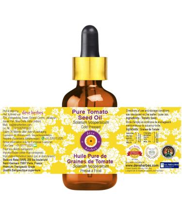 Deve Herbes Pure Tomato Seed Oil (Solanum lycopersicum) with Glass Dropper Cold Pressed (Pack of Three) 100ml X 3 (10 oz) - Buy Online on GoSupps.com
