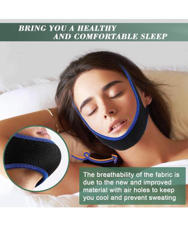 Adjustable Anti-Snoring Chin Strap for Sleep Apnea | Breathable Cpap Chin Strap | Effective Snoring Solution for Men and Women - Blue - Buy Online on GoSupps.com