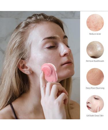 3PCS Facial Cleansing Brushes - 2 in 1 Silicone Scrubber & Soft Bristle Brush Set for Deep Skin Cleansing - Black, Pink, Green - Buy Online on GoSupps.com