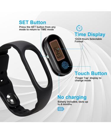 Waterproof Pedometer Watch - Simple Step Counter for Walking | Track Steps, Calories, Distance & Time | For Women, Men, Kids, & Parents - Buy Online on GoSupps.com