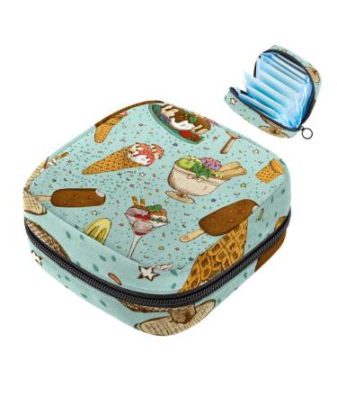 Colorful hand-drawn ice cream ladies-laden stinging bags menstrual pad bag portable menstrual cup bag with zipper for teenagers girls women women color 4
