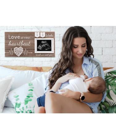 Love at First Sight Sonogram Picture Frame for Baby Girl Room - Gender Reveal and Baby Shower Gift for First Time Moms - 4x3 Ultrasound Frame with Countdown Weeks Design - Buy Online on GoSupps.com