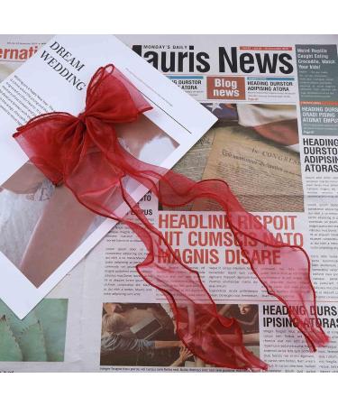 Allereya Vintage Long Silk Bow Hair Clip Barrette Ribbon Mesh Bow Head Clip Headwear Red Chiffon Bowknot Headpieces Silk Bow Hair Accessories for Women and Girls (Red) - Buy Online on GoSupps.com