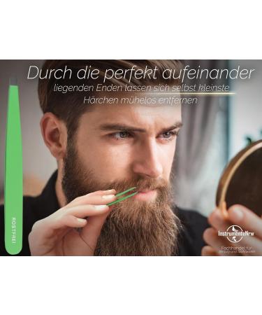 Professional Green Slanted Tweezers for Hair Plucking | 10 cm 4 mm | International Shipping Available - Buy Online on GoSupps.com