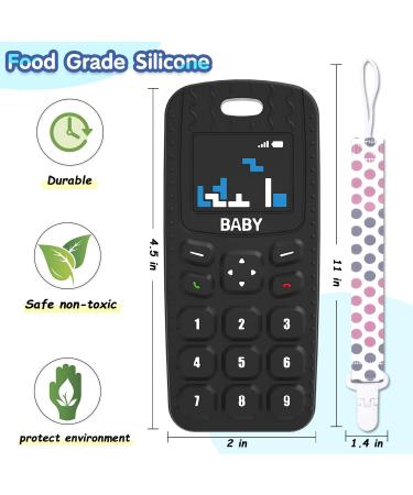 HOPEEYE 2 Pack Silicone Teething Toys for Babies 6-18 Months - BPA Free Chew Toys - Mobile Phone Shape - Sensory Toys Set (Black & Blue) - Buy Online on GoSupps.com