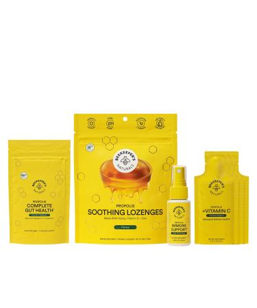 Beekeeper's Naturals Whole Health Starter Kit | Propolis Throat Spray - Soothing Honey Lozenges - Propolis & Vitamin C Liposomal Immune Support - Complete Gut Health